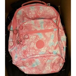 Kipling‎ Pink Seoul garden clouds Butterfly Pink Backpack Cute Monkey Charm NWT